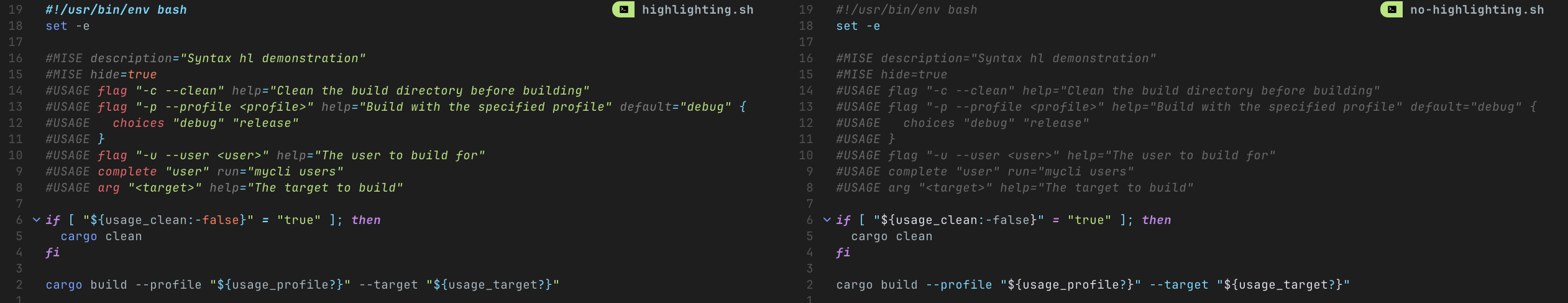 USAGE spec syntax highlighting demo